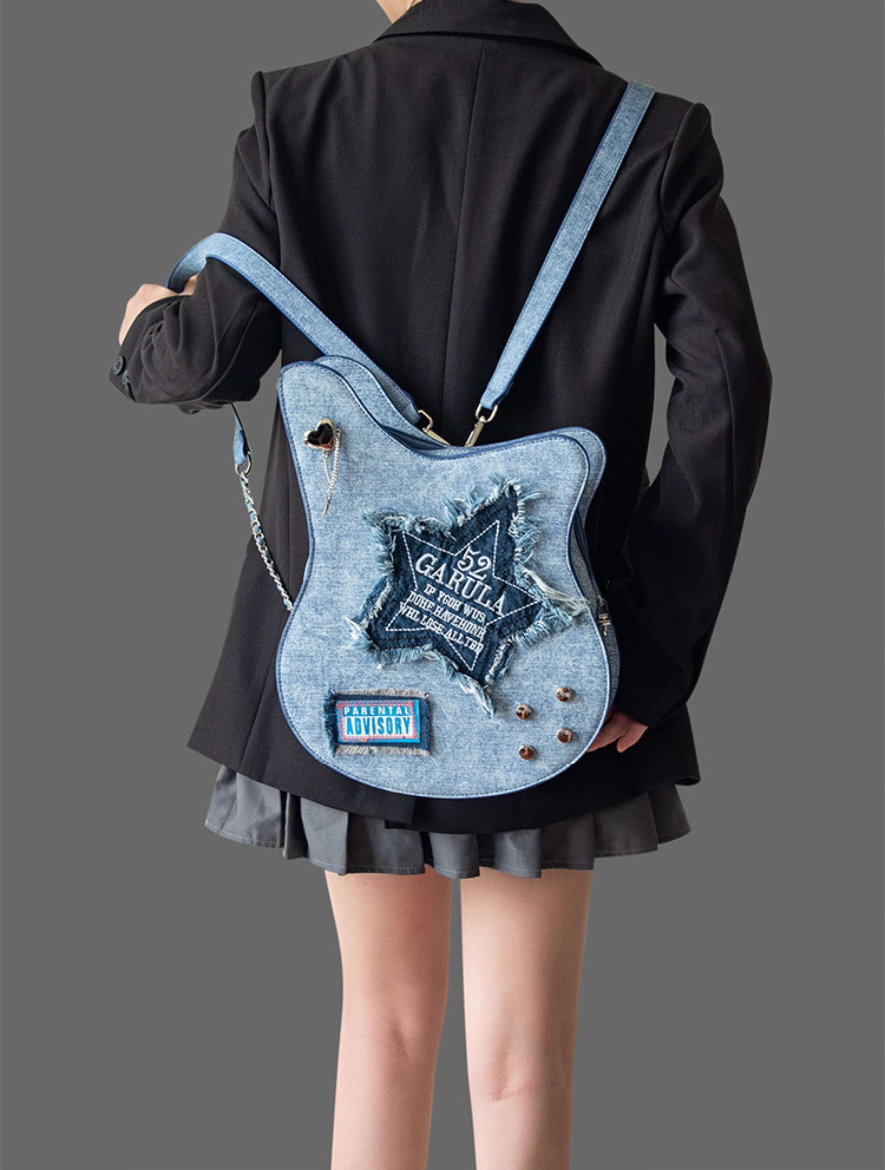 Guitar Shaped Denim Backpack