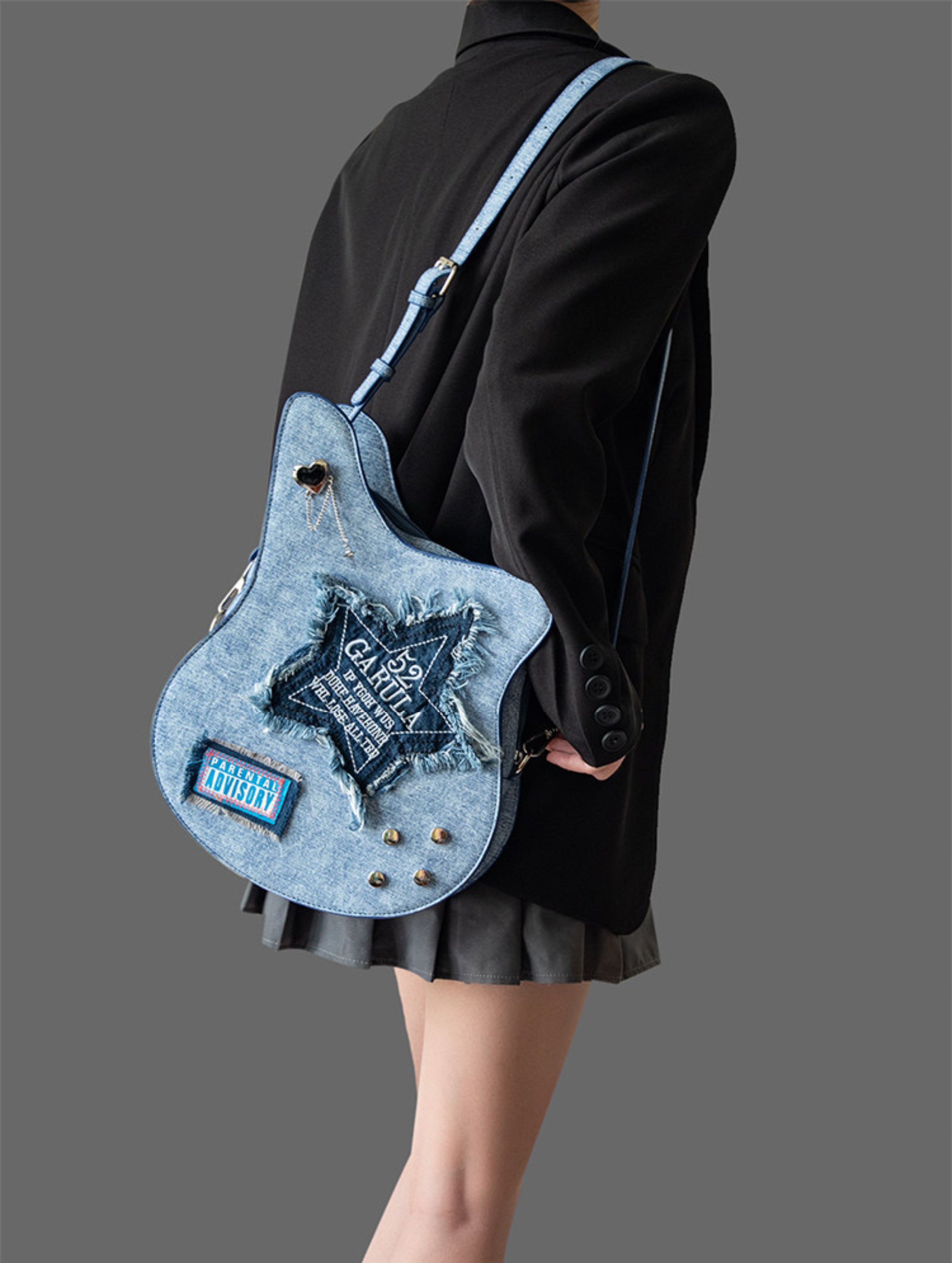 Guitar Shaped Denim Backpack