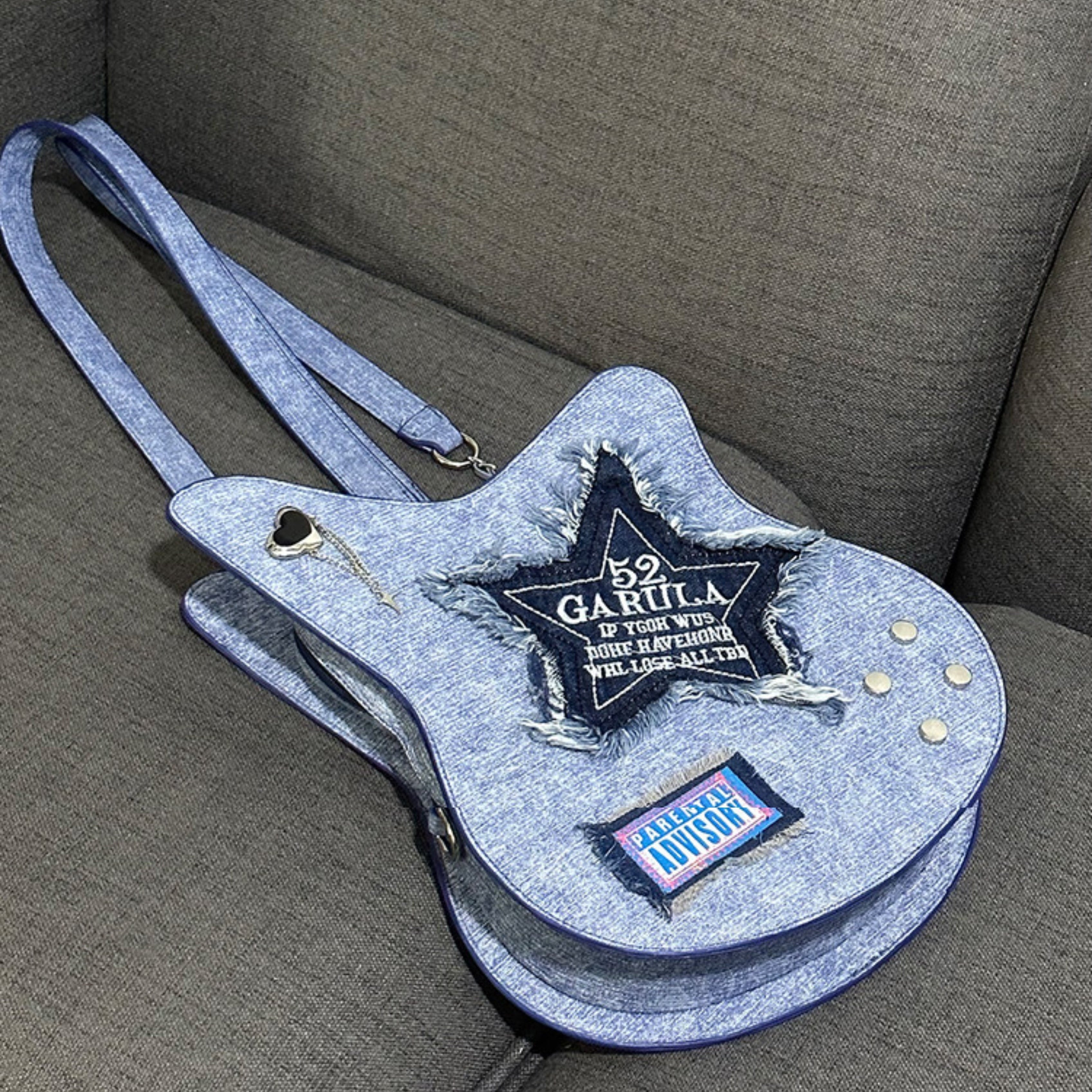 Guitar Shaped Denim Backpack