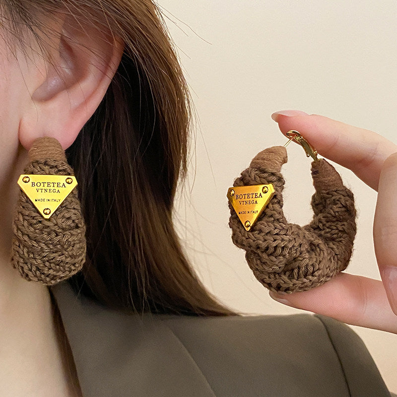 Hand-Knit Wool Statement Earrings