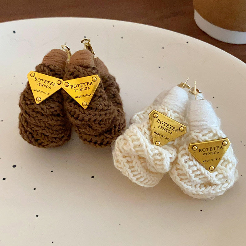 Hand-Knit Wool Statement Earrings