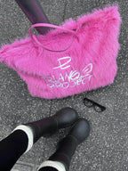 Plush Embroidered Tote Bag