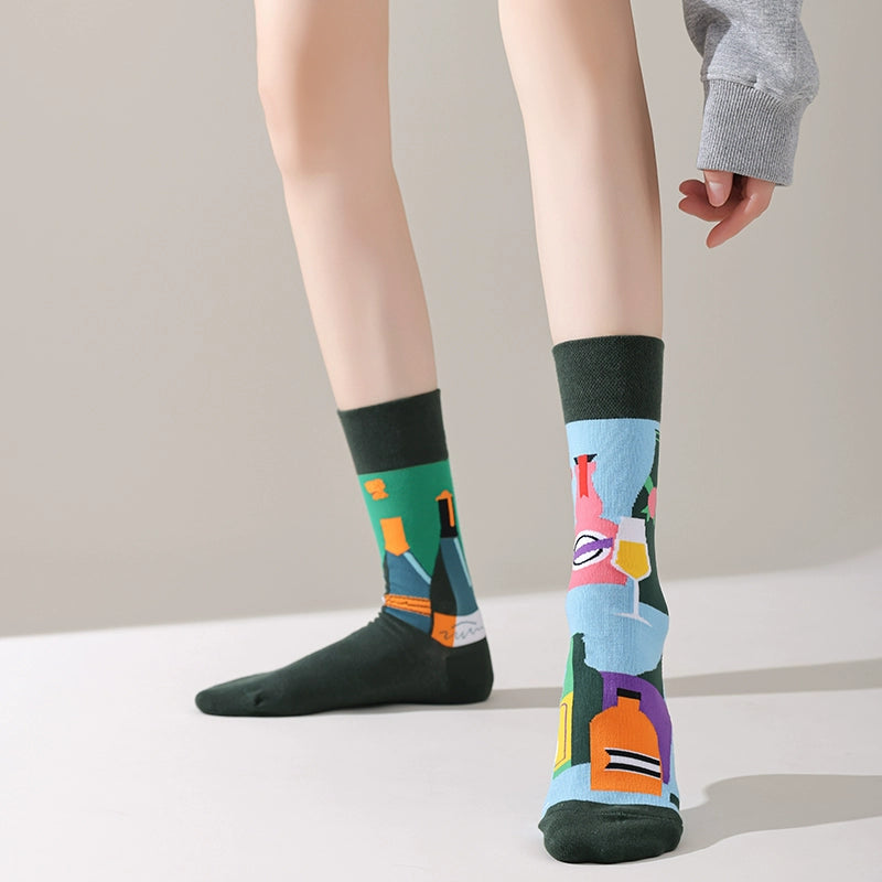 Mismatched Trendy Design Crew Socks