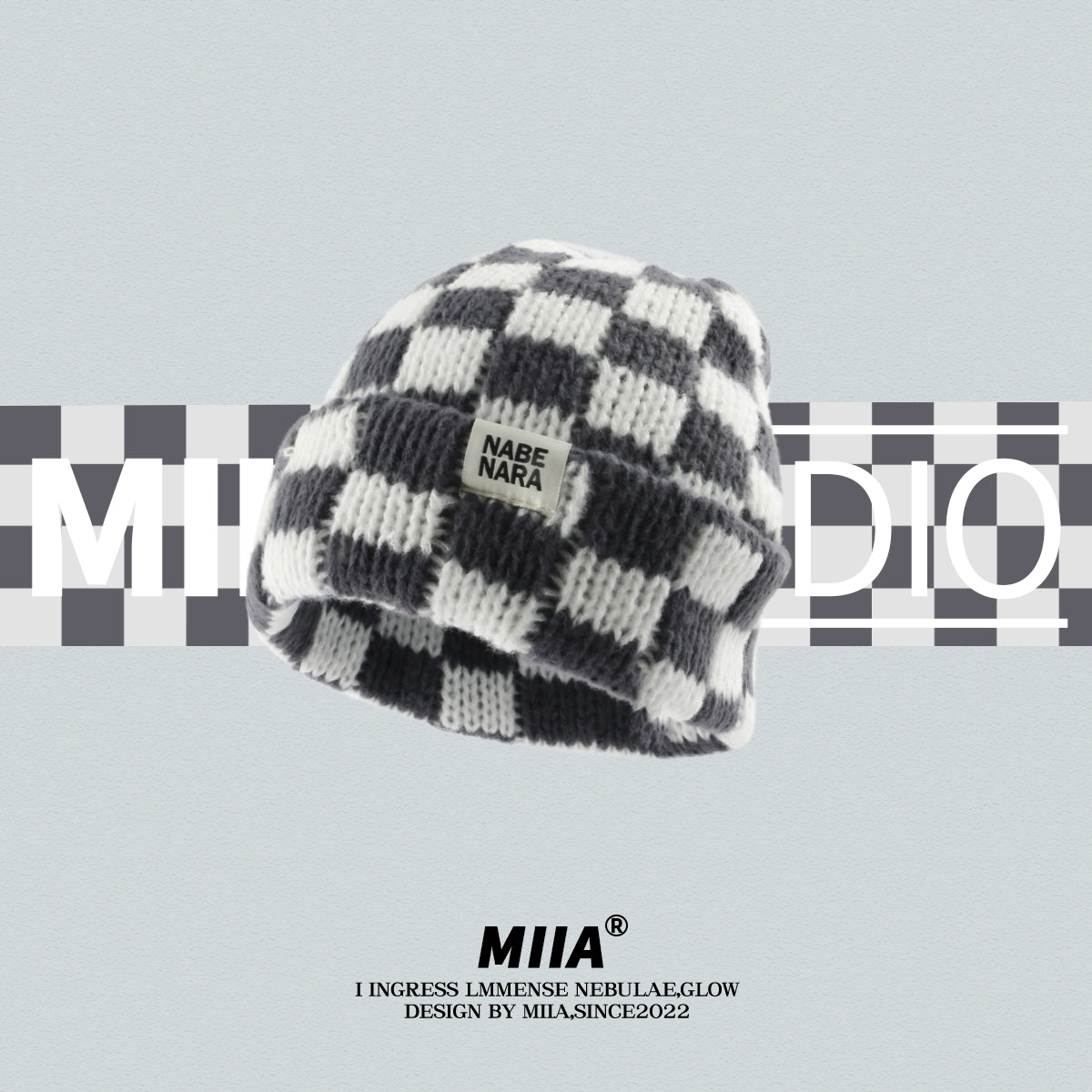 Color Block Checkerboard Beanie