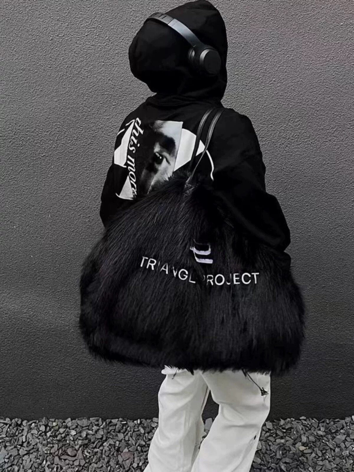 Plush Embroidered Tote Bag