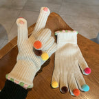 Pom-Pom Fingertip Wool Gloves