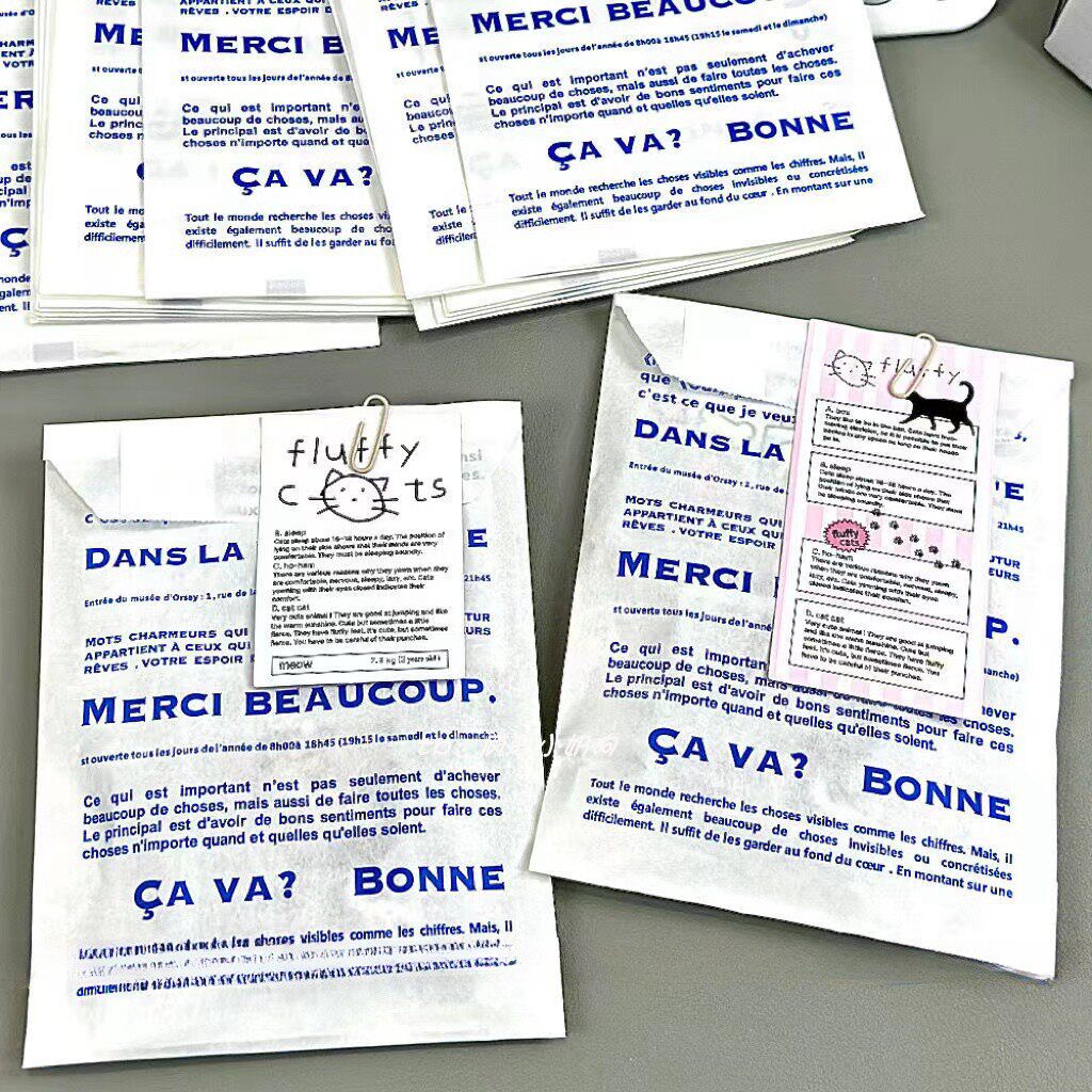 Aesthetic Blue Typography Paper Bags