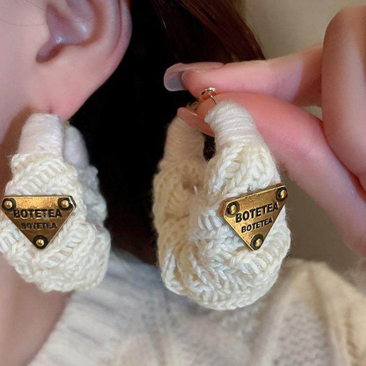 Hand-Knit Wool Statement Earrings