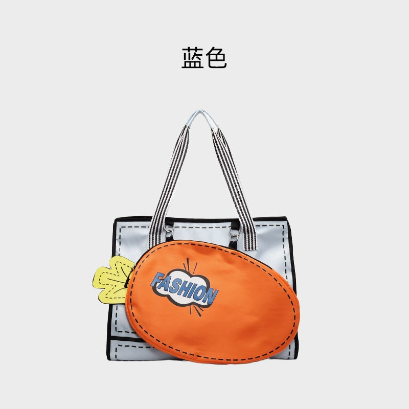 Oversized  Tote Bag with Carrot Paddle Case