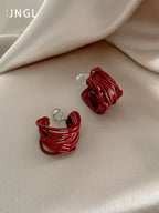 Anchorage Red Multilayer Coil Wrapped Stud Earrings