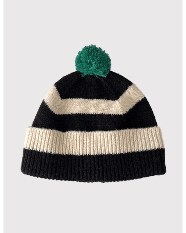 Striped Pom Pom Beanie