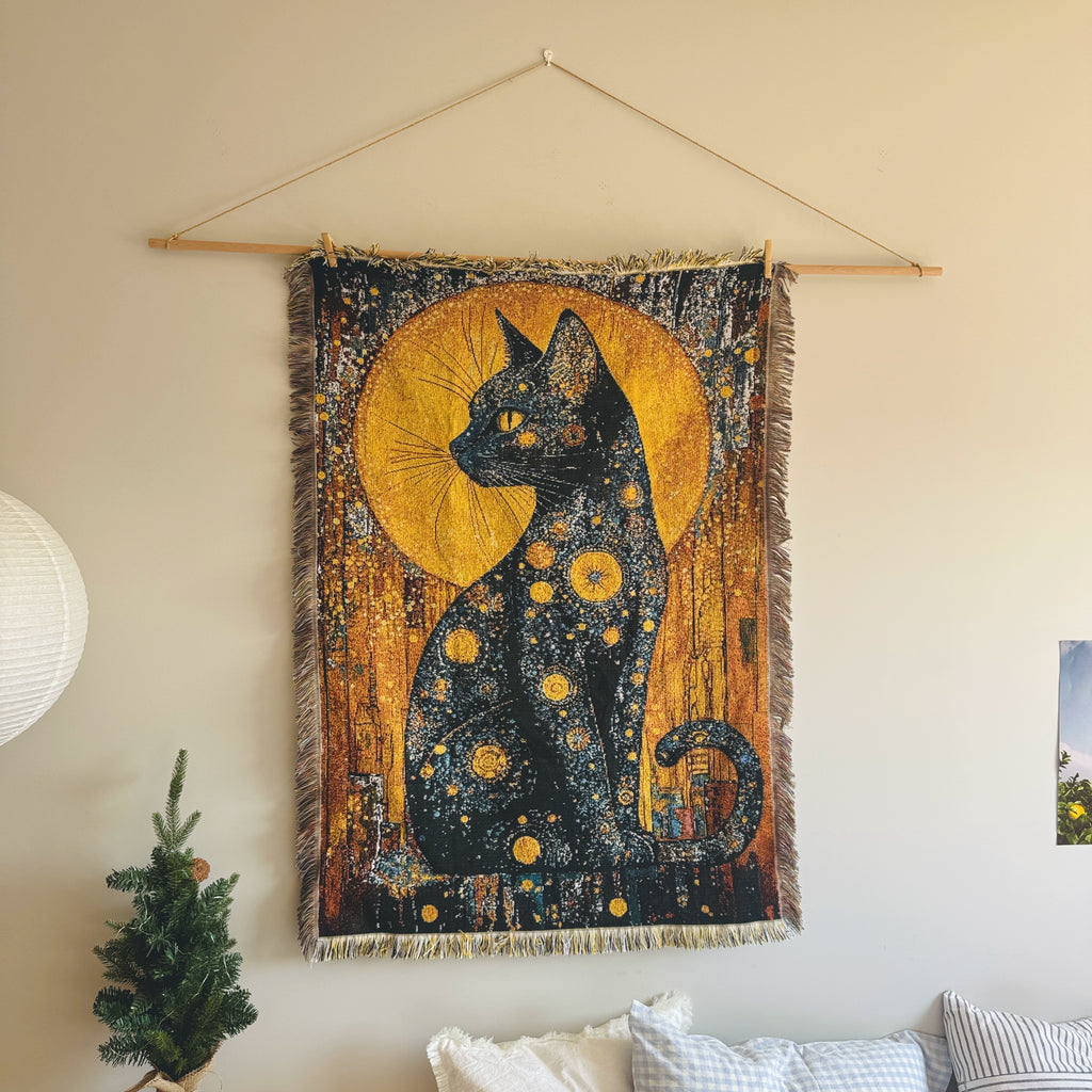Gustav Klimt Golden Cat Tapestry