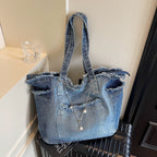 Distressed Denim Tote Bag