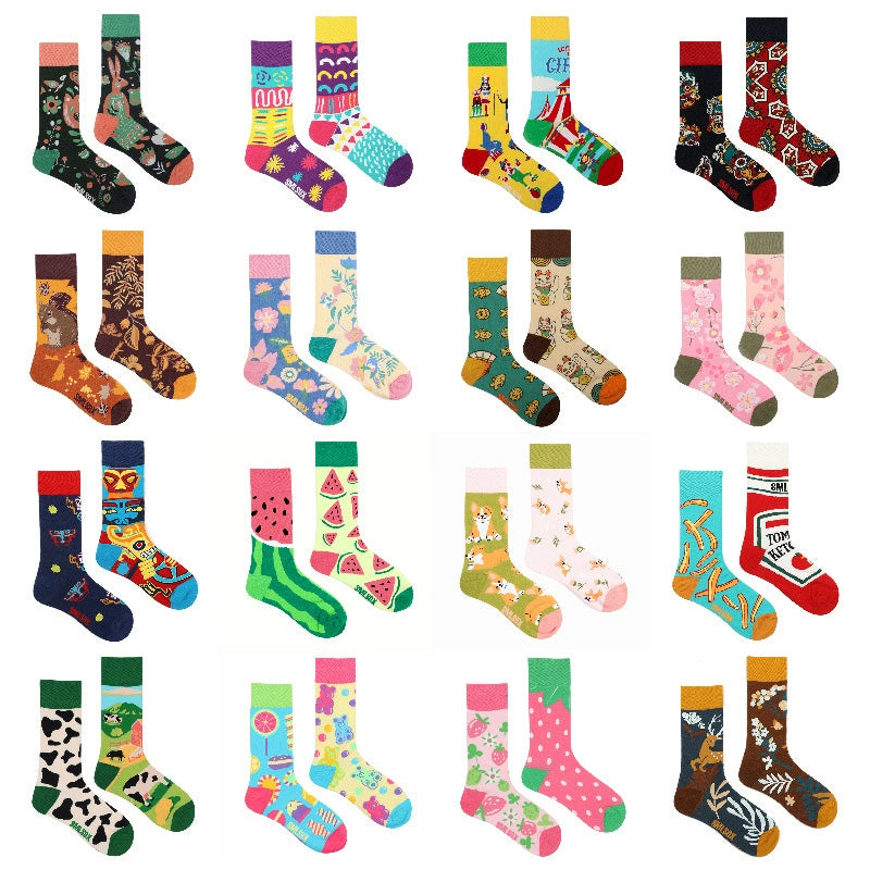 Mismatched Streetwear Crew Socks