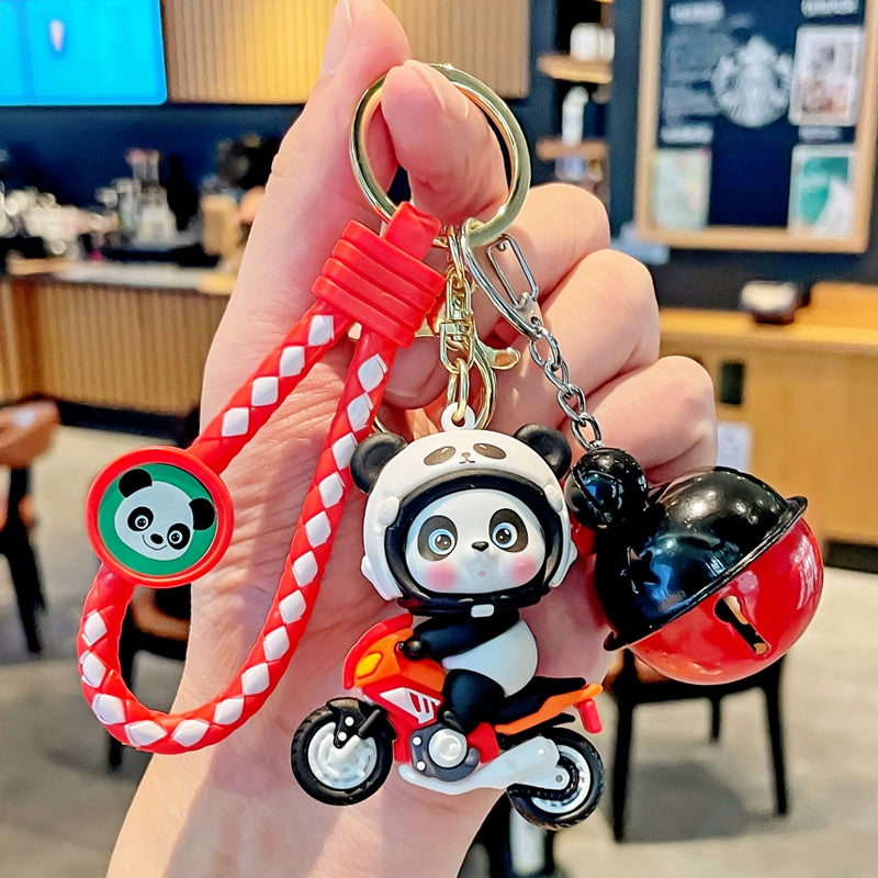 Panda on Scooter Keychain