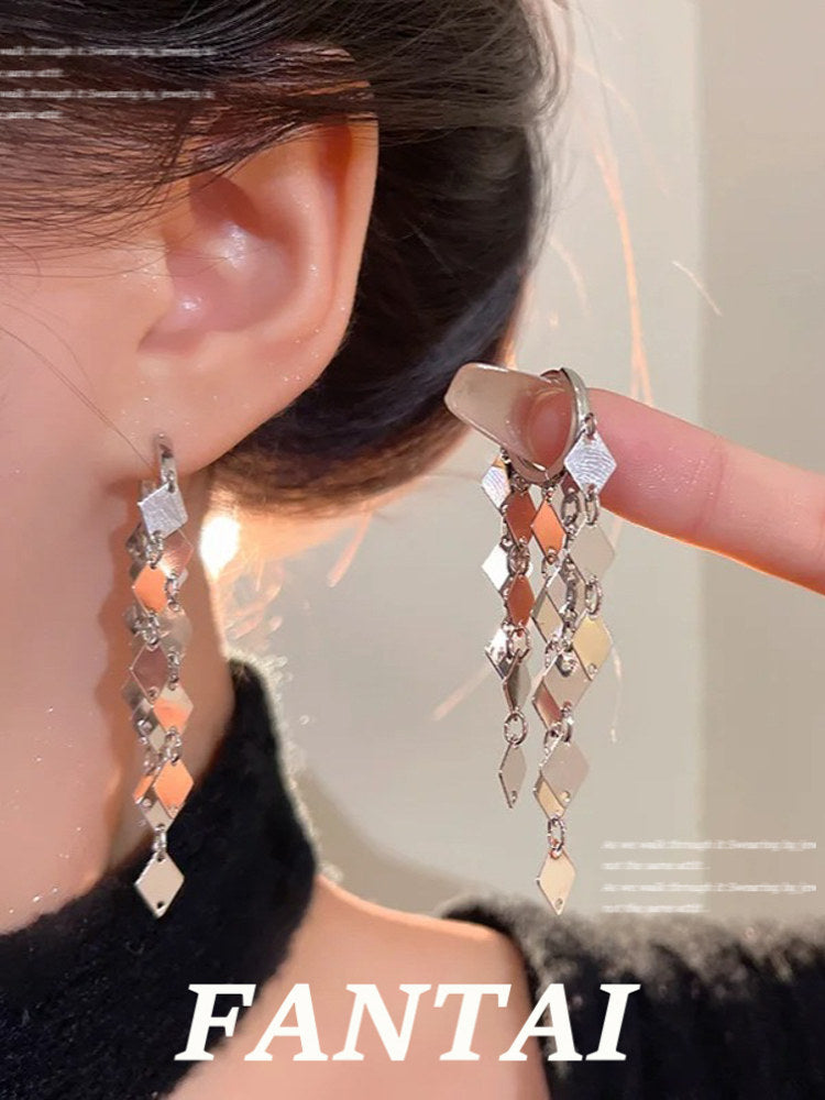 Unique Diamond Tassel Earrings