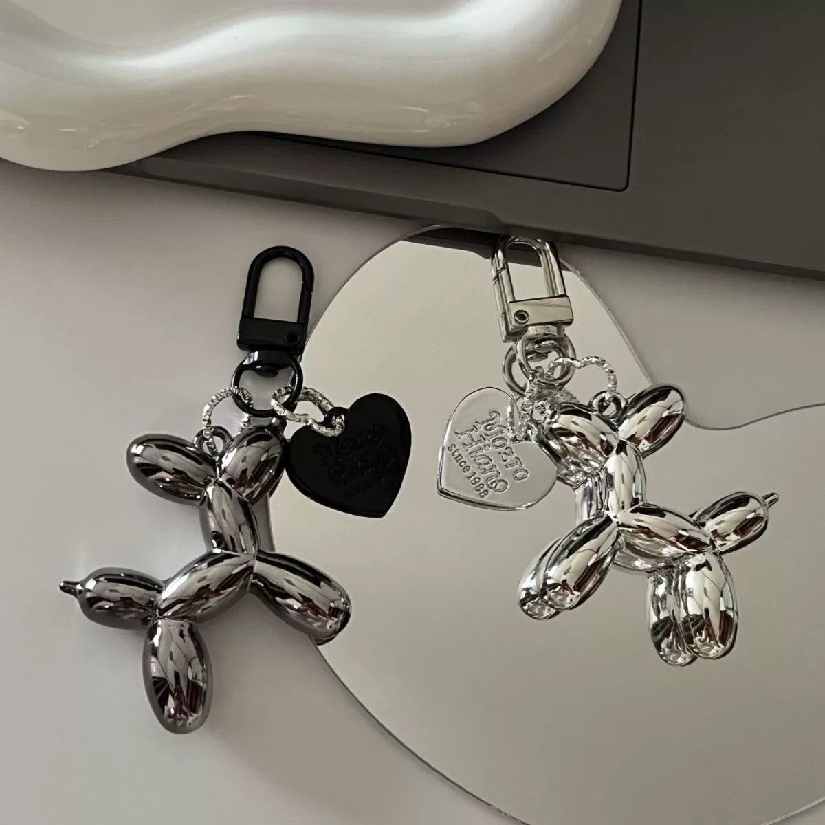 Mirrored Balloon Dog Keychain