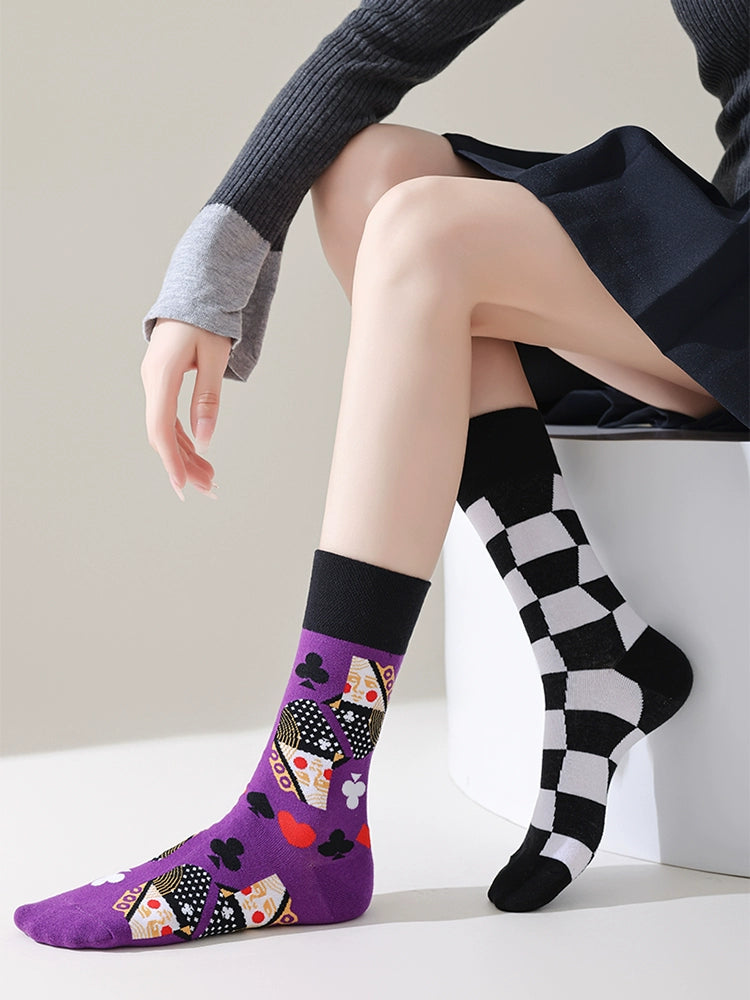 Mismatched Trendy Design Crew Socks