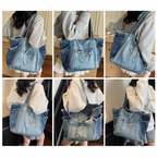 Distressed Denim Tote Bag