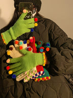 Pom-Pom Fingertip Wool Gloves