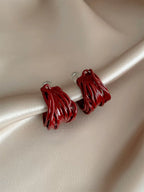 Anchorage Red Multilayer Coil Wrapped Stud Earrings