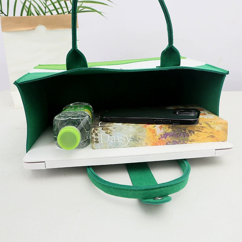 Color Block Wave Felt Tote Bag