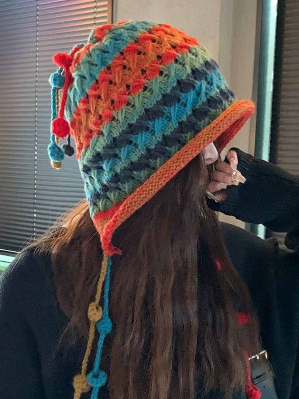 Rainbow Cable Knit Beanie