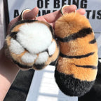 Rabbit Fur Tiger Keychain
