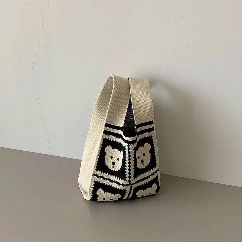 Retro Knit Fabric Mini Tote Bag