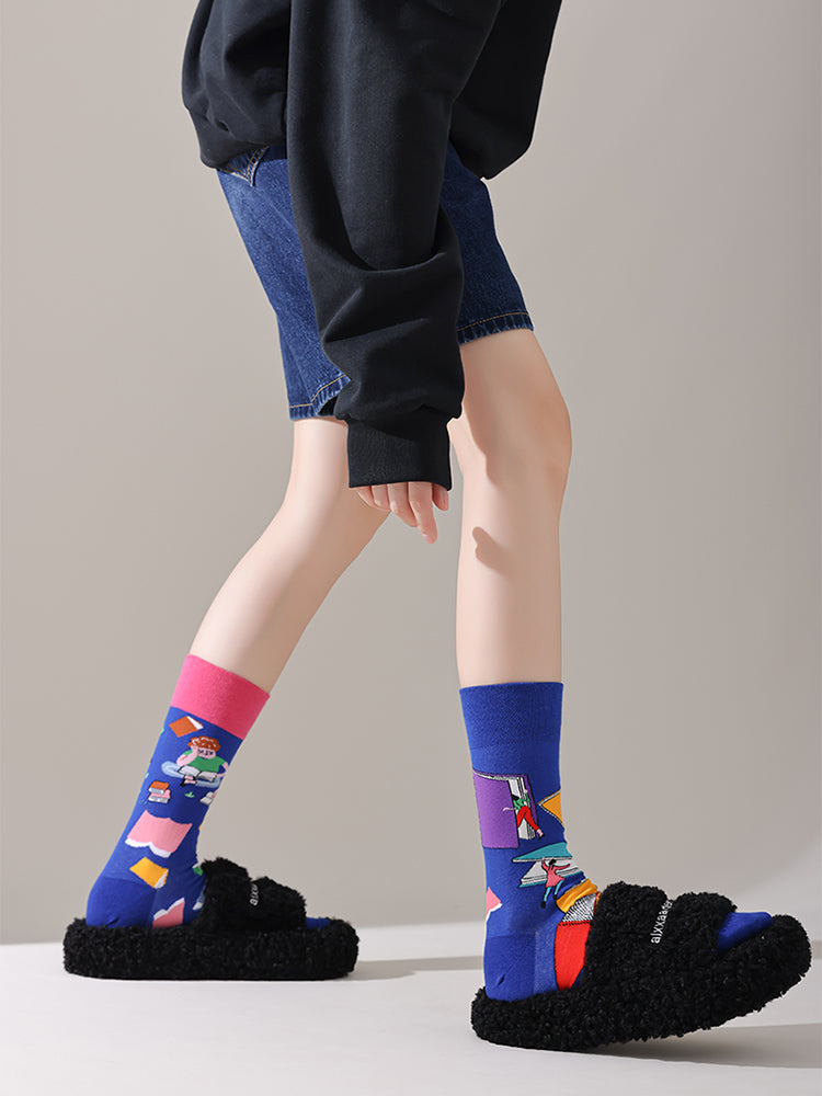 Mismatched Trendy Design Crew Socks