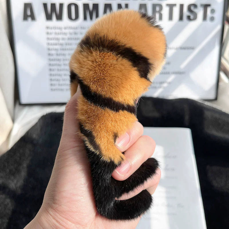 Rabbit Fur Tiger Keychain