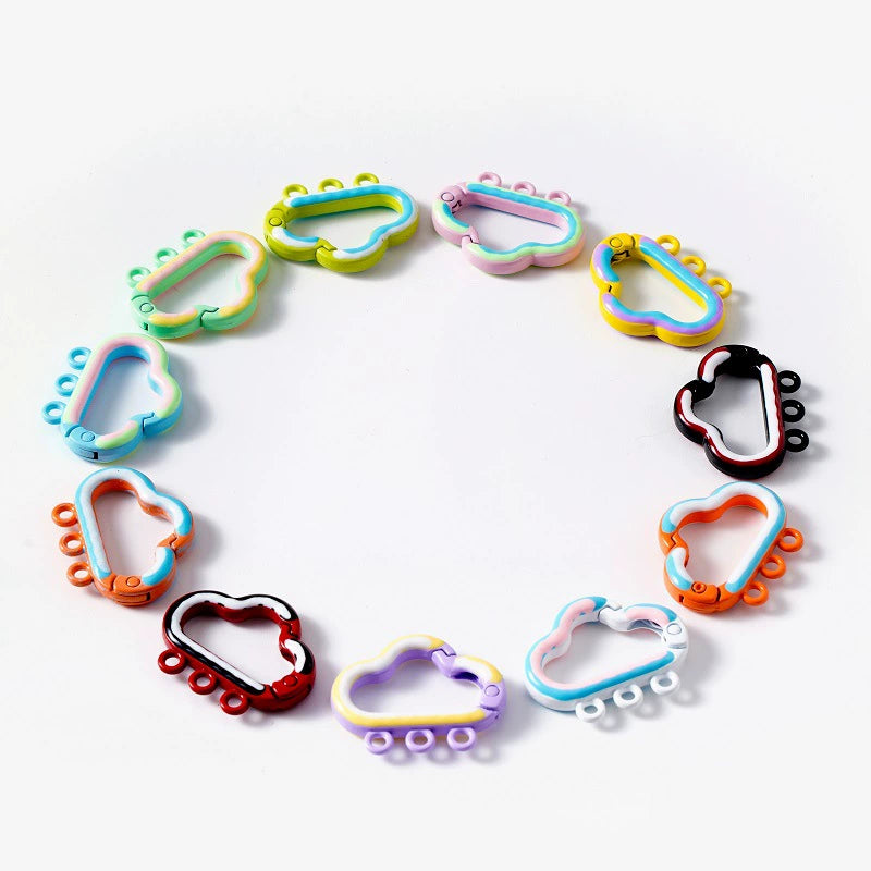 Hand-painted Cartoon Cloud Alloy Spring-loaded Keychain