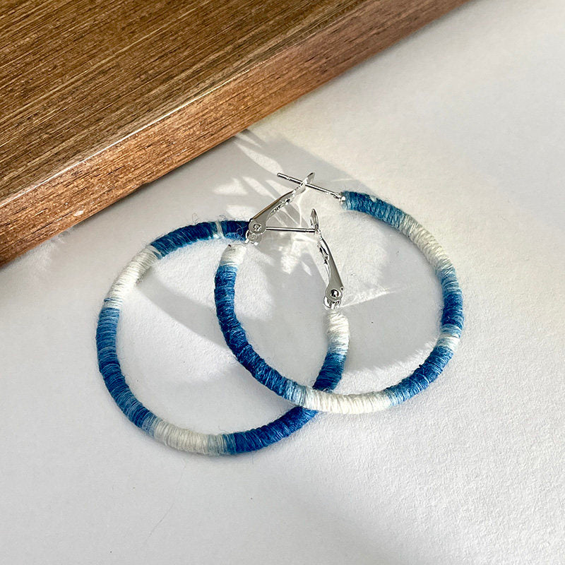 Handwoven Thread Hoop Earrings