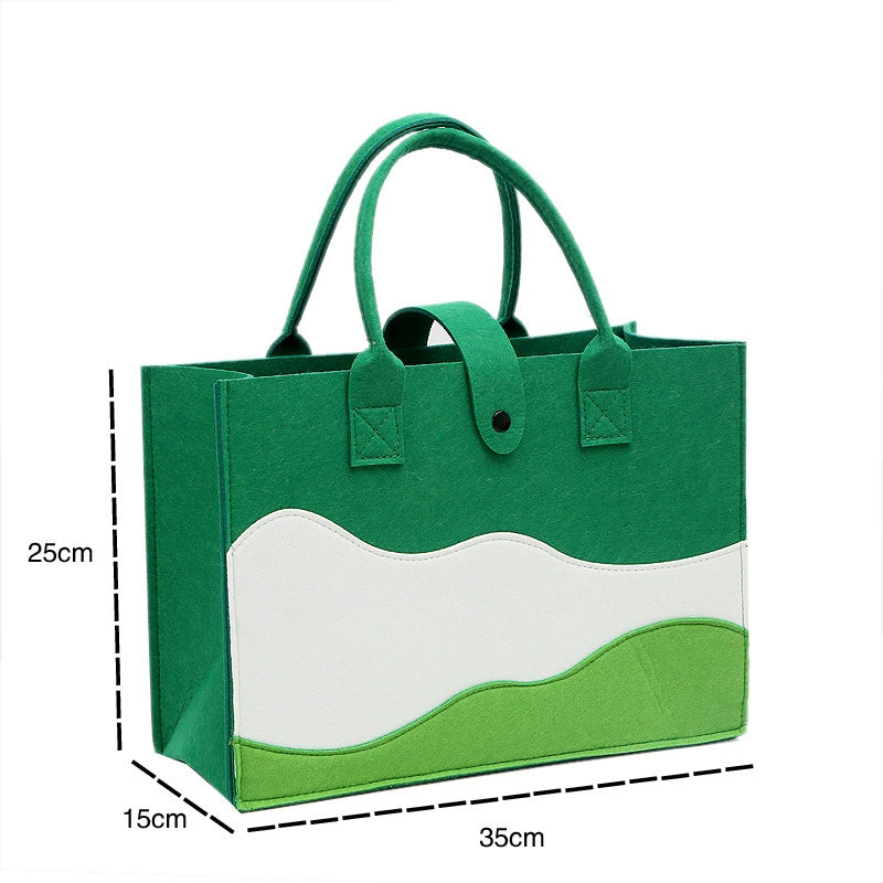 Color Block Wave Felt Tote Bag