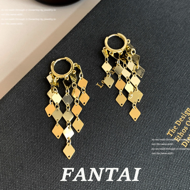Unique Diamond Tassel Earrings