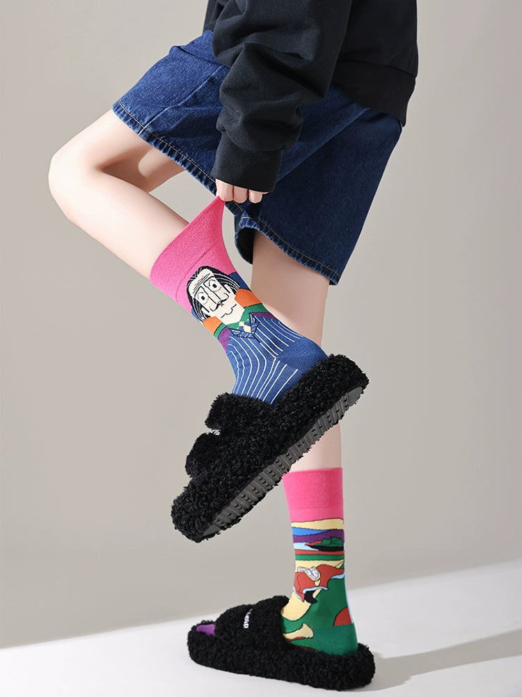 Mismatched Trendy Design Crew Socks