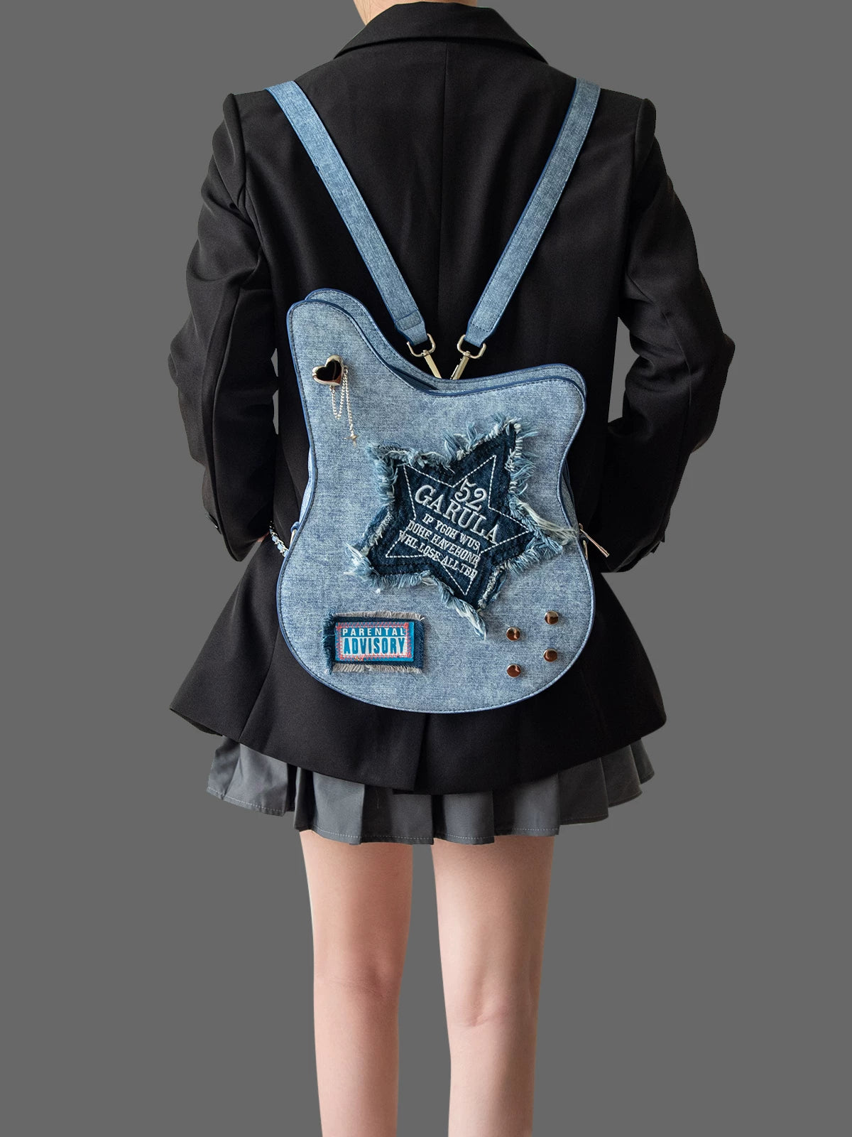 Guitar Shaped Denim Backpack