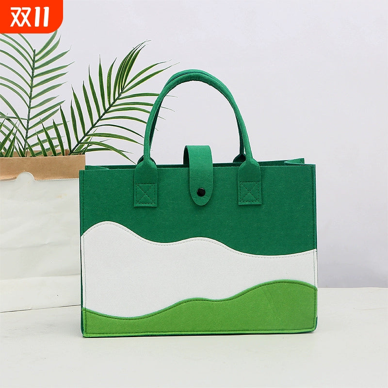 Color Block Wave Felt Tote Bag