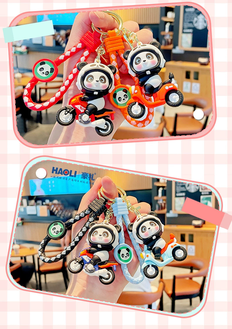 Panda on Scooter Keychain