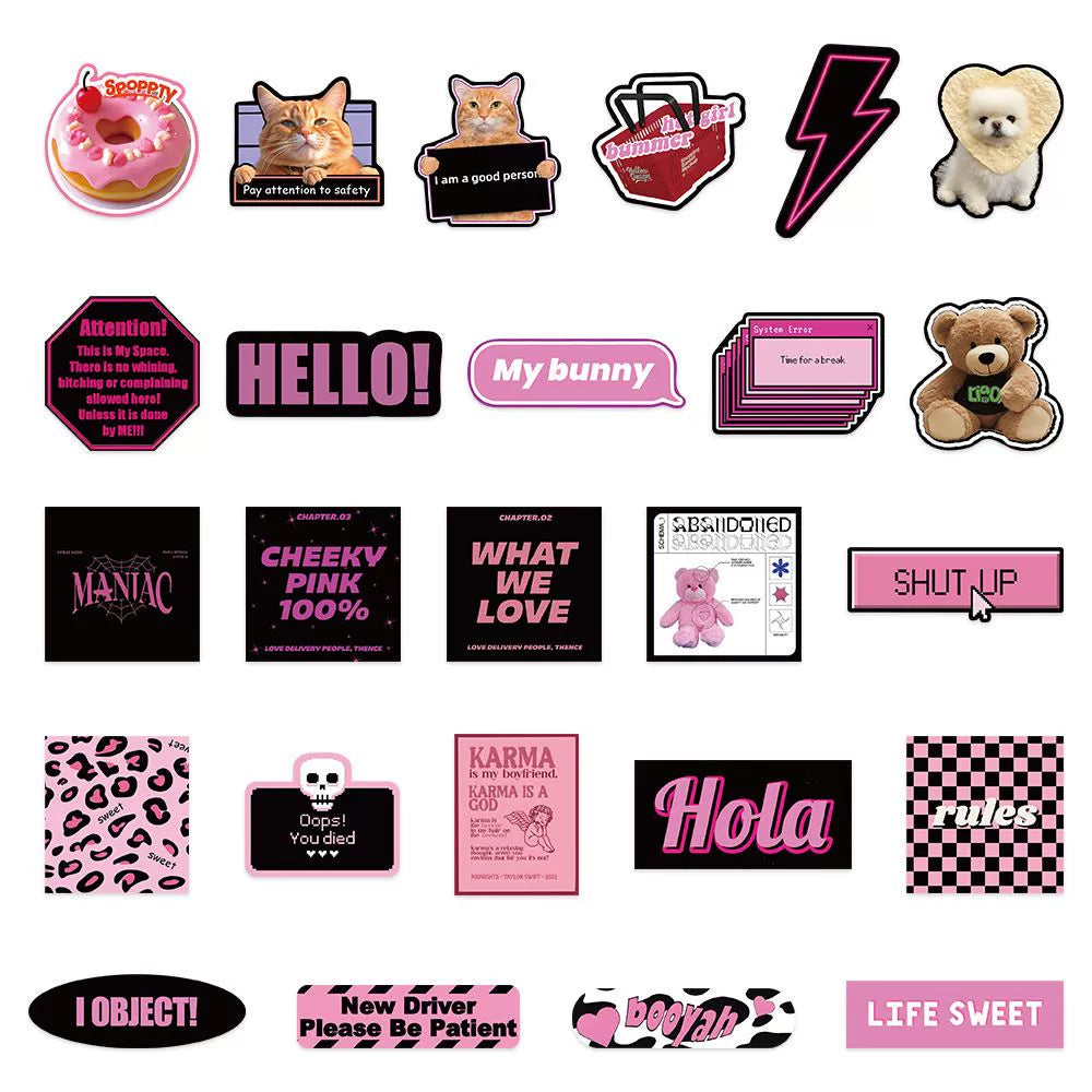 Black & Pink Sticker Pack
