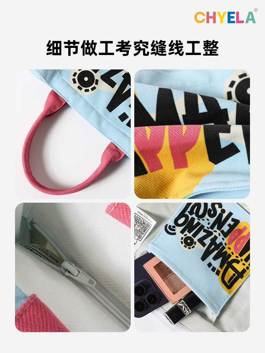 Vibrant Letter Print Tote Bag