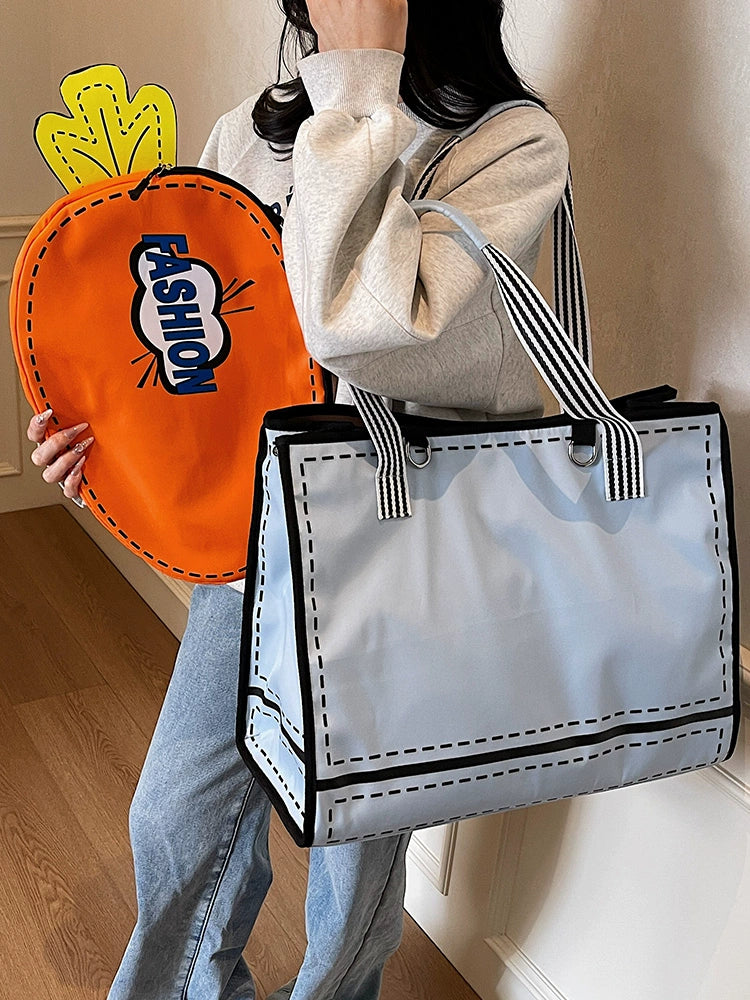 Oversized  Tote Bag with Carrot Paddle Case