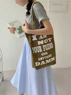 Literary Style Minimalist Slogan Canvas Tote Bag
