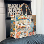 Cartoon Print Felt Tote Bag