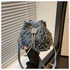 Denim Bucket Tote Cross Body Bag