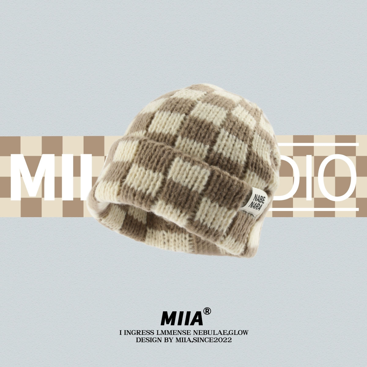 Color Block Checkerboard Beanie