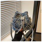 Denim Bucket Tote Cross Body Bag