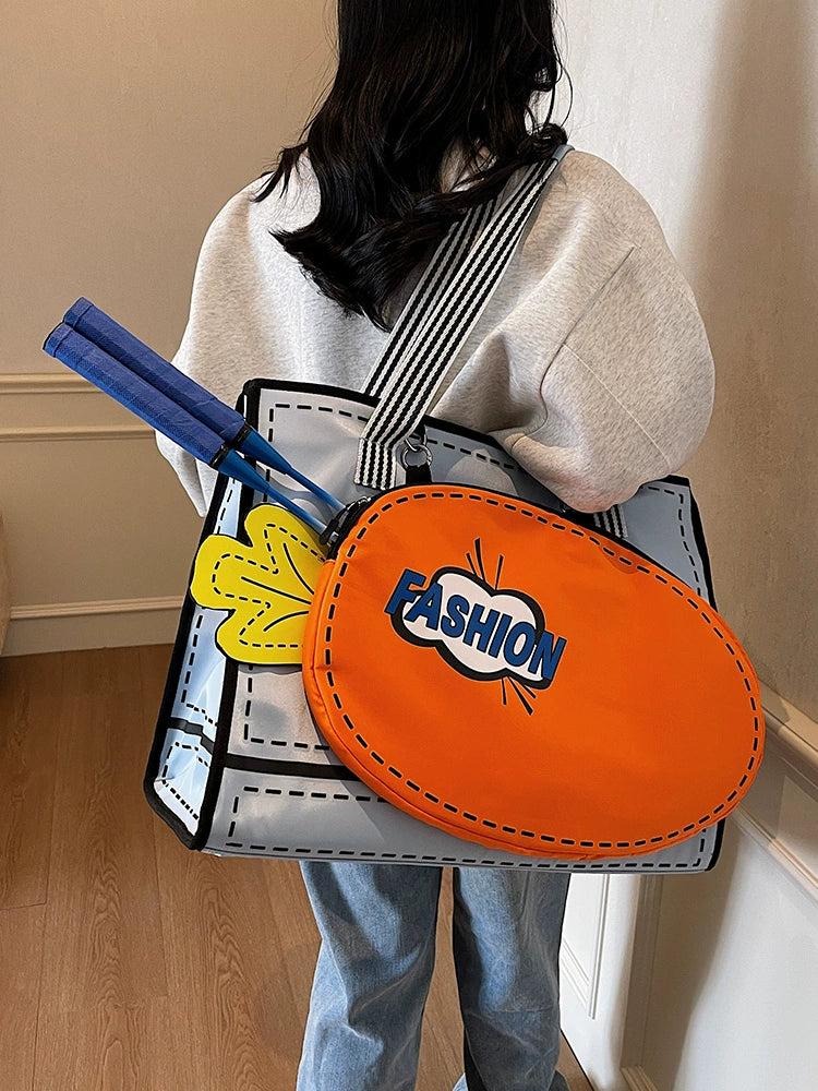 Oversized  Tote Bag with Carrot Paddle Case