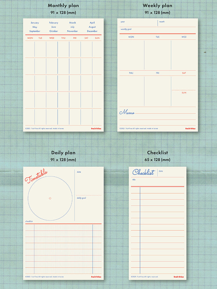 Korean Style Planner Tearable Pad