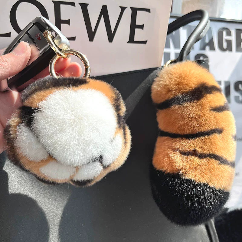 Rabbit Fur Tiger Keychain